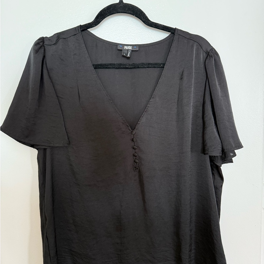 PAIGE Black Flutter Sleeve Ruffled Blouse